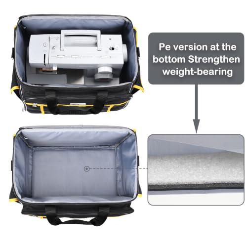 CAB55 Sewing Machine Case - Carrying Bag with Removable Padding, Tote for Machine and Accessories - color: Black