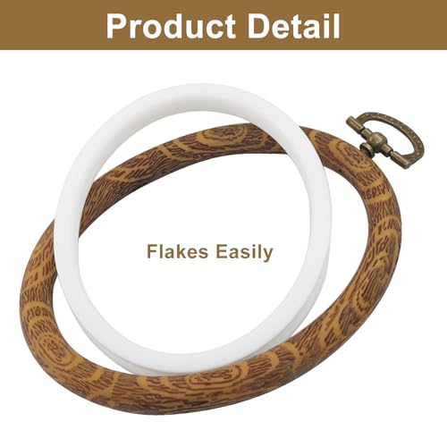 Marvexi 5Pcs Oval Embroidery Hoops 3"x3.7" Vintage Cute Faux Wood - style: 3" x 3.7"