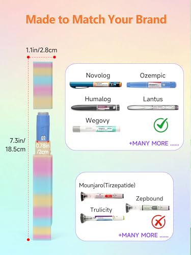 Leng Ke Insulin Cooler Travel Case - Insulin Pens Holder Compatible with Ozempic Pen Fridge Travel Case, Diabetic Pen Storage for Insulin Pens & Needles,Compact & Leak-Proof (Random Color) - color: Rainbow