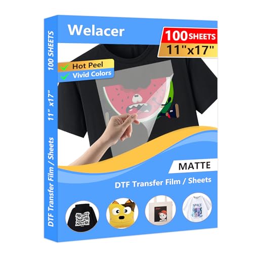 DTF Transfer Film 11"x17" 100 Double-Sided Thick Matte Pretreat Sheets - size: 11x17 100 Sheets