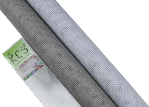 KCS 2 pc of 15" x 18"(38cmx45cm) 16 Count Cross Stitch Cotton Aida Cloth Needlework Fabric Box (Light Grey+Medium Grey,16CT) - color: Light Grey+medium Grey, size: 16CT