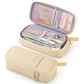 CICIMELON Durable Pen Pencil Case Big Storage Pen Pouch Bag for School Supplies College Teen Girls Adults, Beige - color: Beige