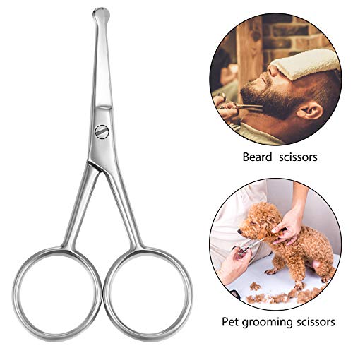 Mudder 3 Pcs Nose Hair Scissors Facial Hair Rounded Tip Scissors, Silver - color: Silver