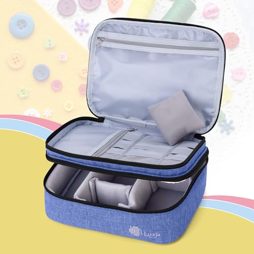 Luxja Double-Layer Medium Sewing Organizer, Dark Blue - color: Dark Blue, size: Medium