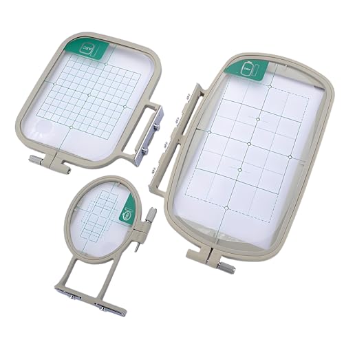 Tarjenle Embroidery Hoop Frame, Professional Stretch Frame for Brother Sewing Machine, Grid Hoop, for NV500/NV500D/NV900/NV950D/NV180/P-1000/PE-300S/PE-400D/EMS10/ZZ3-B140 (White, 3PCS) - size: 3PCS