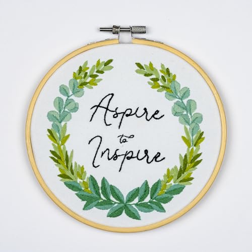 DUTCH STITCH BROTHERS Aspire Embroidery Starter Kit with Pattern and Instructions. Stamped Embroidery Kits with Embroidery Clothes with Pattern. 6" Embroidery Hoop - color: DSB032 Stamped fabric