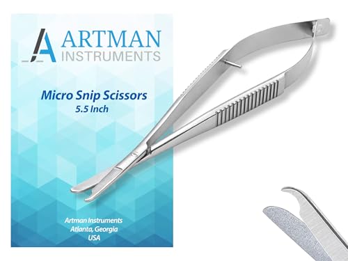 ARTMAN INSTRUMENTS Spring Action Micro Snip Stitch Removing Castroviejo Scissors 5.5 Inches for Fine Stitch Removal, Embroidery, and Micro Surgical Sutures