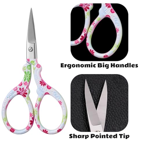 Sewing Embroidery Scissors,2PCS Sewing Craft Scissors,Red+White - color: Red+white