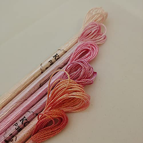 KCS 6-Strand Cross Stitch Metallic Variegated Pearl Shiny Embroidery Floss (6 skeins, Solid Color 8) - color: Solid color 8