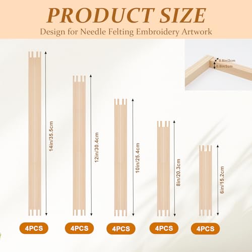 20Pcs Wooden Needlepoint Stretcher Bars Set,5 Sizes with 100pcs Thumb Tacks Canvas Stretcher Bars Frame for Needlework Embroidery, Stitch Frame Set Bundle with Crafts