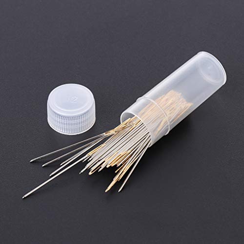 Kamonda 100 Pieces Tail Embroidery Fabric Cross Stitch Needles Craft Tools Size 26 for 14CT Cross Stitch Needle Gold