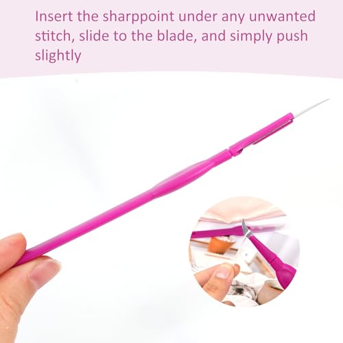 2pcs Sewing Seam Ripper with Plastic Cap, Curved Blade Soft Grip Handle, Thread Cutter for Sewing, Craft and Needlework