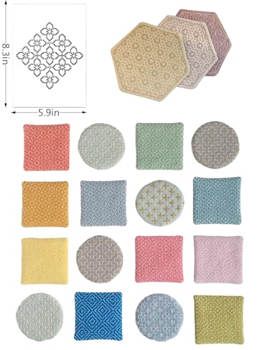 20 PCS Sashiko Templates Plastic Sashiko Stencils 8.3 x 5.9 Inch Geometric Sashiko Patterns Embroidery Sashiko Kit for Crafts Reusable and Hand Quilting Sewing