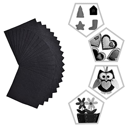 Jtnohx Soft Felt Fabric Flexible Craft Felt Sheets Black 6" 20Pcs 1.4mm - color: Black