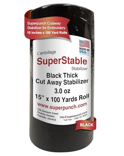 Superpunch Cutaway Embroidery Stabilizer, 3.0 oz, Black, 15 in x 100 yd - color: Black, size: 15" x 100 yards roll