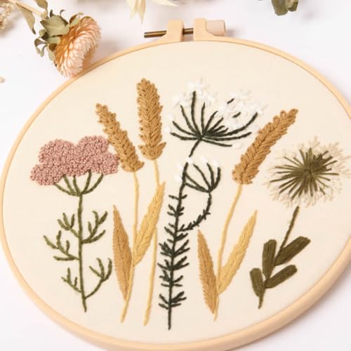 Embroidery Kit for Adults, 3 Sets Cross Stitch Kits for Beginners with Flower Pattern, Starter Kits for Hand Craft Lover with Embroidery Hoop, Instructions and Threads (Flower2+Flower3+Flower4) - color: Flower2+Flower3+Flower4