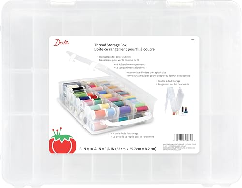 Dritz Double-Sided Thread Storage Box, 48 Compartments, Clear