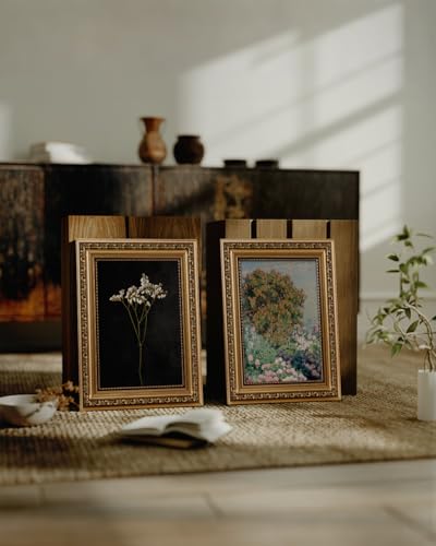 ARPEOTCY Vintage Gold Framed Wall Art, Dark Dried Wildflower Paintings, Small Canvas Prints Artwork with Frame, Classical Victorian Wall Decor for Living Room Bathroom Bedroom Shelf, 8x10 inch - color: Dark Dried Wildflower, size: 10"L x 8"W
