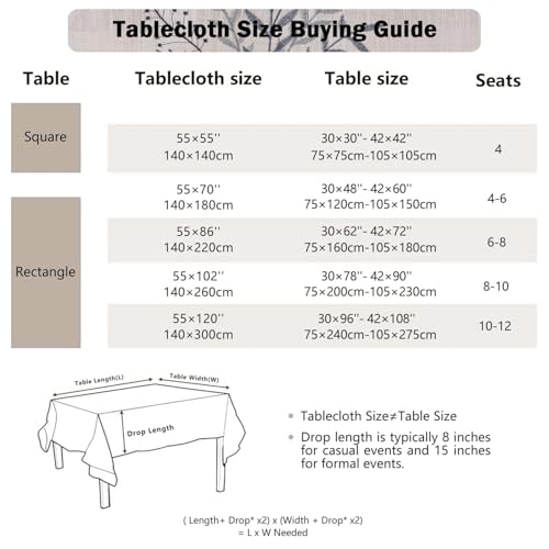 Joyfol Day Rustic Waterproof Linen Tablecloth, Heavy Weight Fern Embroidery Table Cloths for Rectangle Tables, Farmhouse Spill-Proof Table Covers with Tassels, Blue 55''x 70'' - color: Blue Fern, size: 70" x 55" (Rectangular)