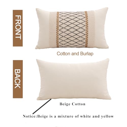 Lumbar Throw Pillow Covers Set of 1 (Beige & Black, 12x20 Inch) - color: Black Grid, size: 20" x 12" (Pack of 1)