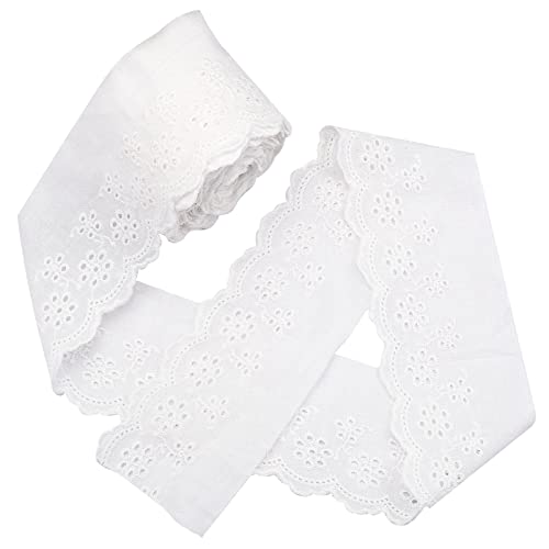 GORGECRAFT 7.5 Yards Cotton Lace Trim Eyelet Embroidery Fabric Curtain Tablecloth Slipcover Bridal DIY Clothing/Accessories for DIY Craft Sewing Wedding Decoration 80Mm Wide - size: 7.5 Yards;80mm wide