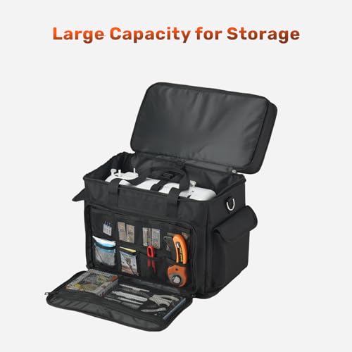 PENGDA 2 Layer Sewing Machine Case with Adjustable Shoulder Strap Sewing Machine Carrying Case Universal Tote Bag for Sewing Machine and Sewing Accessories Storage Black