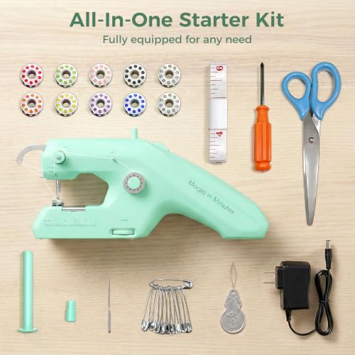 Double Thread Handheld Sewing Machine with Lockstitch, Dual Power