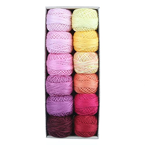 Valdani Pearl Cotton Sz 8 | Delicious Icecream | 12 Balls | 73 Yds/Ball - color: Delicious Icecream S8, size: 8
