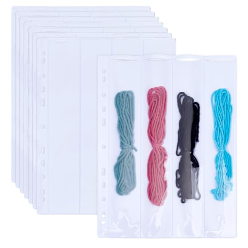 SUPERFINDINGS 8 Pack Embroidery Floss Binder Page Organizer for DIY Craft - size: 11.26x1.93"