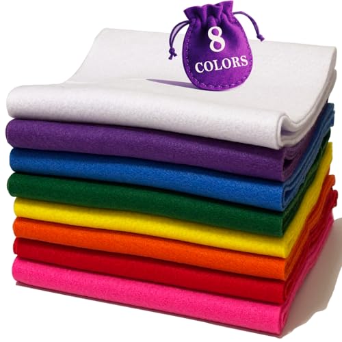 Rainbow 8 Assorted Soft Felt Sheets Fabric, Each 8'' x 36'' 1.6mm Thick - color: Rainbow Series