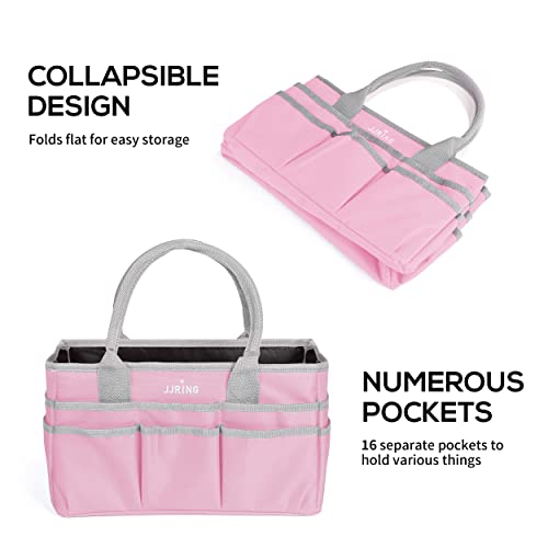 JJRING 600D Nylon Craft & Art Organizer Tote Bag With Pockets, Pink - color: Pink, size: Small