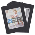 10 Pack Pre-Cut 11 x 14 Black Picture Mats for 8x10 Photos - size: 11x14 10pack black mat for 8x10