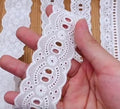 7Yards Cotton Lace Trim White Eyelet lace Ribbon Bowknot Embroidery Scalloped Lace for Sewing Crafts, Dress, Dolls/Pets Clothes (White B) - color: White B