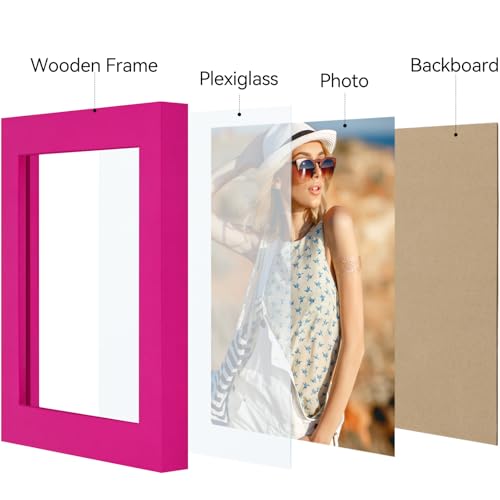 Vittanly 4x4 Picture Frame for Wall or Tabletop, Rose Red - color: Rose Red, size: 4x4
