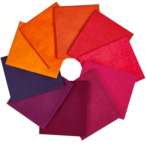 Craftido - 11 Options Solids with Tweed Tonals - Assorted Color Cotton Quilting Fabric Bundles 10pcs Fat Quarters 18"x21" - Medium Weight 5.2oz - for Quilting, Sewing and Crafts - Different Reds - color: Different Reds