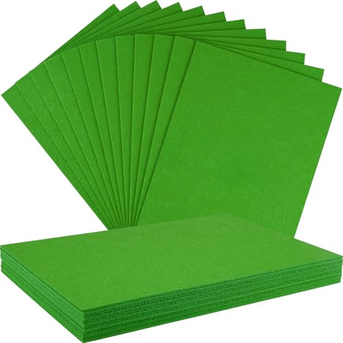 NEBURORA 12 Pcs 2mm Thick Stiff Felt Sheets for Crafts Sewing(Grass Green) - color: Grass Green