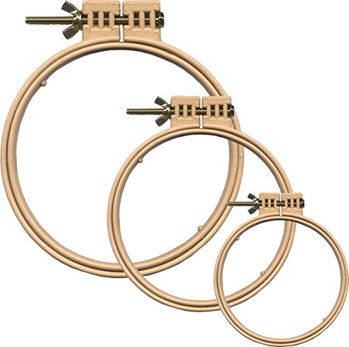 Morgan Quality Products No-Slip Embroidery Hoops Bundle, Interlocking Tongue and Groove Design (9", 7", and 5") - size: 9", 7", and 5"