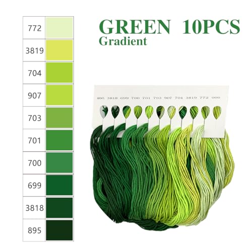 1 Pieces Cross StitchEmbroidery Floss,100% Eco-Cotton Cotton Premium Skeins, Ideal for Arts & Crafts (Green Series 67891) - color: Green Series 67891