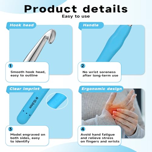 Mayboos 5 Sizes Crochet Hook Set, Large Crochet Hooks - size: 5 Sizes