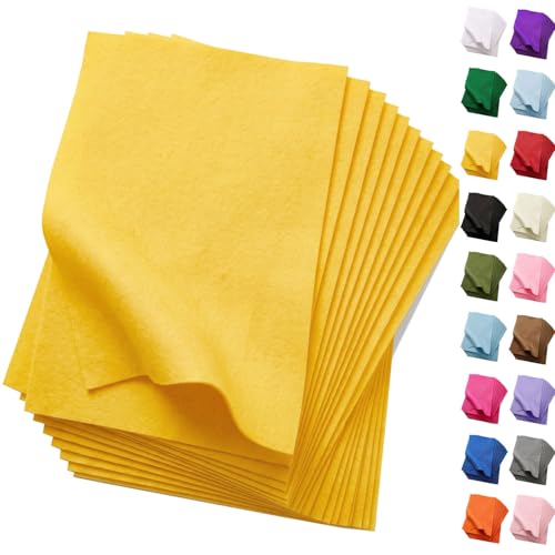 Soft Yellow Felt Fabric Sheets for Crafts 8 x 12 Inch 20 Pcs 1.6mm Thick - color: Yellow