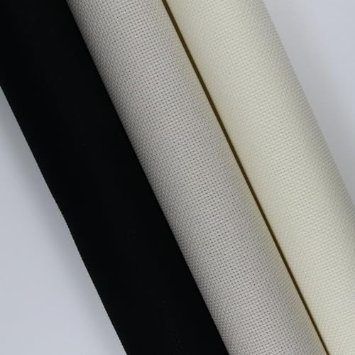 KCS 3 pc of 15" x 18"(38cmx45cm) Counted Cross Stitch Cotton Aida Cloth Needlework Rolled Fabric Box,16CT,Antique White+Pearl Grey+Black - color: Antique White+pearl Grey+black, size: 16CT