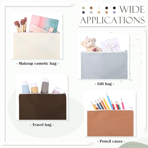 Reginary 10 Pcs Canvas Makeup Bags Bulk Blank Cosmetic Bags,Earthy Tones - color: Earthy Tones