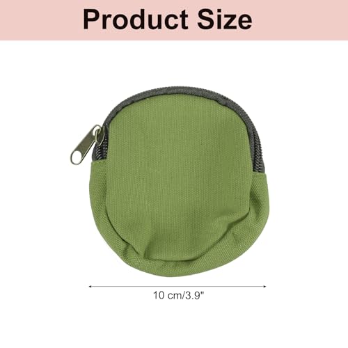 uxcell Mini Canvas Coin Purse Pouch, 3.9" Blank Round Mini Coin Wallet Small Change Purses Portable Organizer Bags with Zipper for Women Men Home DIY, Green - color: Green