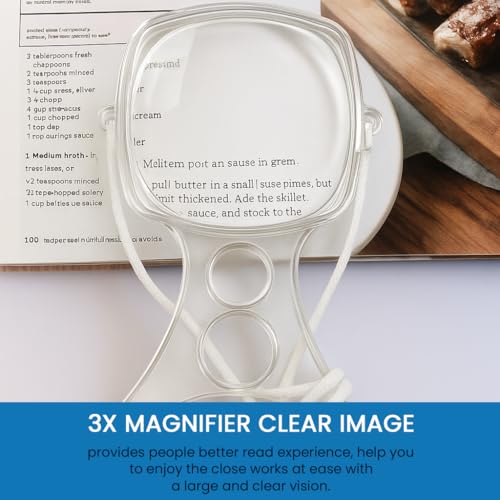 Hands Free Magnifying Glass for Seniors with Low Vision - Neck Wear 3X Magnifier for Reading, Sewing, Cross Stitch, Repair & Inspection Tasks
