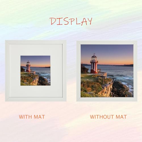 10x10 Photo Frame Gallery Picture frame with 6x6 mat,Freestanding and Wall Mountable,White - color: White, size: 10x10