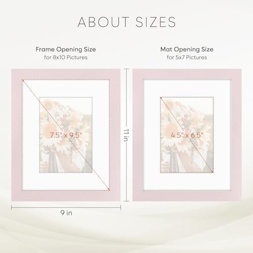 Golden State Art 8x10 Pink Picture Frame Mat for 5x7 Real Glass - color: Pink, size: 8x10