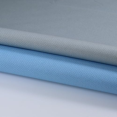 KCS 2 pc of 15" x 18" Counted Cross Stitch Cotton Aida Cloth Needlework Fabric (Light Blue+Sea Foam, 16CT) - color: Light Blue+sea Foam, size: 16CT