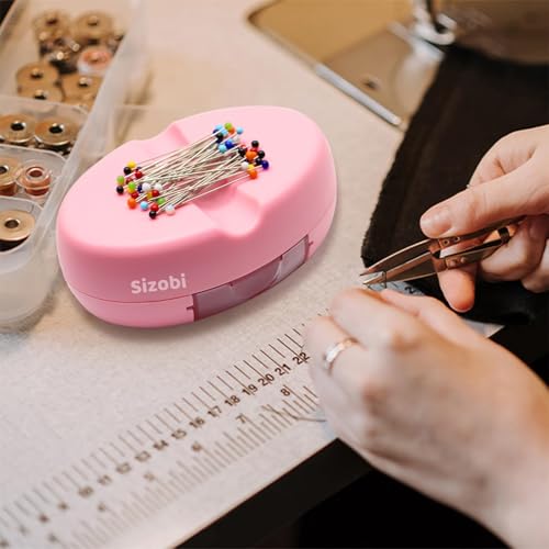 Sizobi Magnetic Pin Holder Cushions with 100 Pcs Ball Head Straight Pins - color: Baby Pink