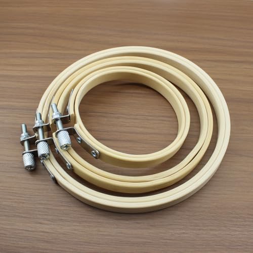 Lamvbls 3 Pcs Embroidery Hoops Set, Round Wood Bamboo Adjustable Circle Cross Stitch Hoop Ring, Wooden Embroidery Frames for Art Craft Sewing – 3/4/5 Inch - size: 3, 4, 5 inch