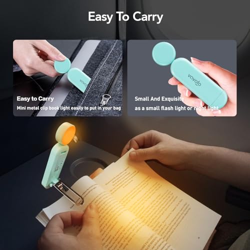 VAVOFO USB Rechargeable Book Light, Bookmark Clip on LED Reading Light - color: Powder Green
